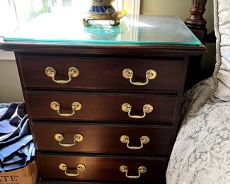 #233 Wood 4 Drawer Bedside Table - 25x16x30 $60.00 - sold #234 Table - MBR Wood 4 Drawer Bedside Table - 25x16x30 (needs refinishing) $20.00