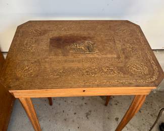 Vintage Italian jewelry box table with music box