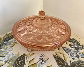 Vintage pink glass dish