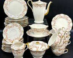 VINTAGE FINE THEODORE HAVILAND NEW YORK VARENNE FLORAL DESSERT PLATES SAUCERS CUPS SUGAR BOWL AND CREAMER