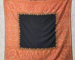 Antique Victorian Paisley Textile Fabric Piano Shawl