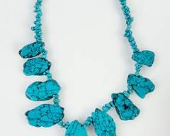 Turquoise Howlite Graduated Chunky Slab 18 Inch Statement Necklace