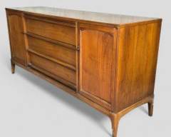 Lane Rhythm Mid Century Modern Wood MCM Walnut Credenza with Reversible Rattan Door Fronts
Lot 703 -