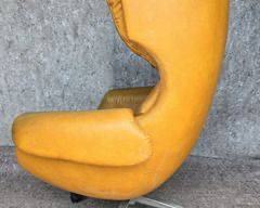 Fantastic Vintage Overman Egg Form Danish Modern MCM Swedish Leather Swivel Lounge Chair Adjustable seat needs recover