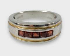 Mens Fine Sterling Silver Garnet Gemstone Statement Ring Size 11