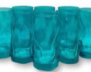 Vintage Blenko Style Aqua Blue Tumbler Glasses MCM Mid Century Modern