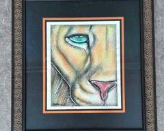 Valen Signed Lion Mixed Media Framed Art