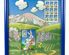 2000 Bugs Bunny Warner Bros. Stamp Collection Framed and Matted under Glass