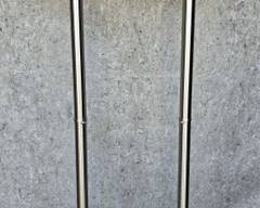 Pair Holtkoeher LeuchtenBrushed Stainless Steel MCM Mid Century Modern Industrial Torcheire Floor Lamps see lot 639