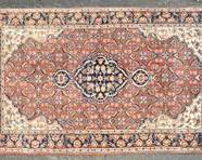 Vintage Persian Hand Knotted Wool Area rug Medium Orange, Blue, and Grey Floral