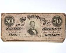 Antique Confederate States of America 1864 $50 Banknote Serial No. 29870