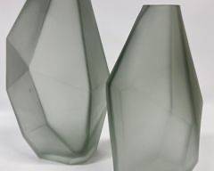 Vintage Ruba Rombic Style Abstract smokey art glass vases