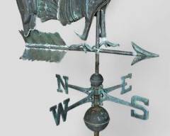 Antique Copper Figural Rooster Weathervane Folk Art