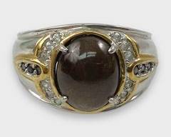 Mens Two Toned Fine Sterling Silver Gemstone Statement Ring Size 11