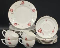 Fine Arabia Finland Danish China Desert Plates, Saucers, and Tea Cups