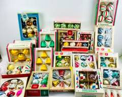 Vintage And Antique SHINY BRITE, SANTA LAND, GRANTS, AMERICAN FINEST, PYRAMID, UNBREAKABLE ITALIAN ORNAMENTS, AND OTHER VINTAGE GLASS ORNAMENTS AND UNBREAKABLE ORNAMENTS IN ORIGINAL BOXES ASSORTED LOT
