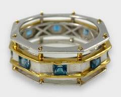 Fine Sterling Silver Blue Topaz Statement Ring Size 11