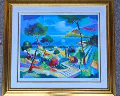 Large Jean-Claude Picot l Escalier a theule Signed Seriolithograph Framed Print