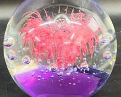 Dynasty Gallery Pink Art Glass Explosion Paperweight