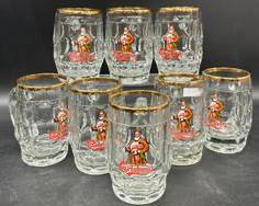 Vintage Carlsberg & Zoller Fursten Pils 0.25L Gold Rim Pilsner Beer Stein Mugs Glass