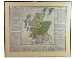 Antique Map of Scotland, Matted and Framed under Glass