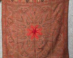 Antique Victorian Wool Paisley Textile Fabric Piano Shawl