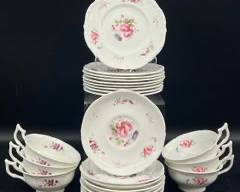 Fine Royal Cauldon Shrewsbury Bone China Tea Cups, Saucers, and Desert Plates