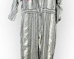 SANDY STARKMAN LOUNGEWEAR for NEIMAN MARCUS, Boho Hippie Grey/White Cotton Coverall with Pisces Fish Appliqu. Sz L
Lot 1708 - Spots. See pics.