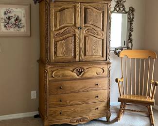 Oakwood Interiors Wardrobe, Rocker, Ornate Mirror