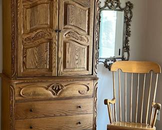 Oakwood Interiors Wardrobe, Rocker, Ornate Mirror