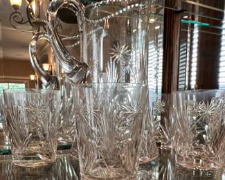 Crystal Pitcher w Glasses