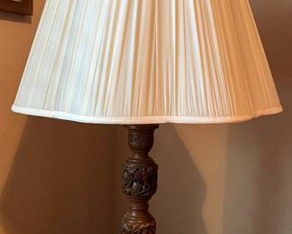 Hand Carved Wood Table Lamps-India pair (Matching Floor Lamp also)