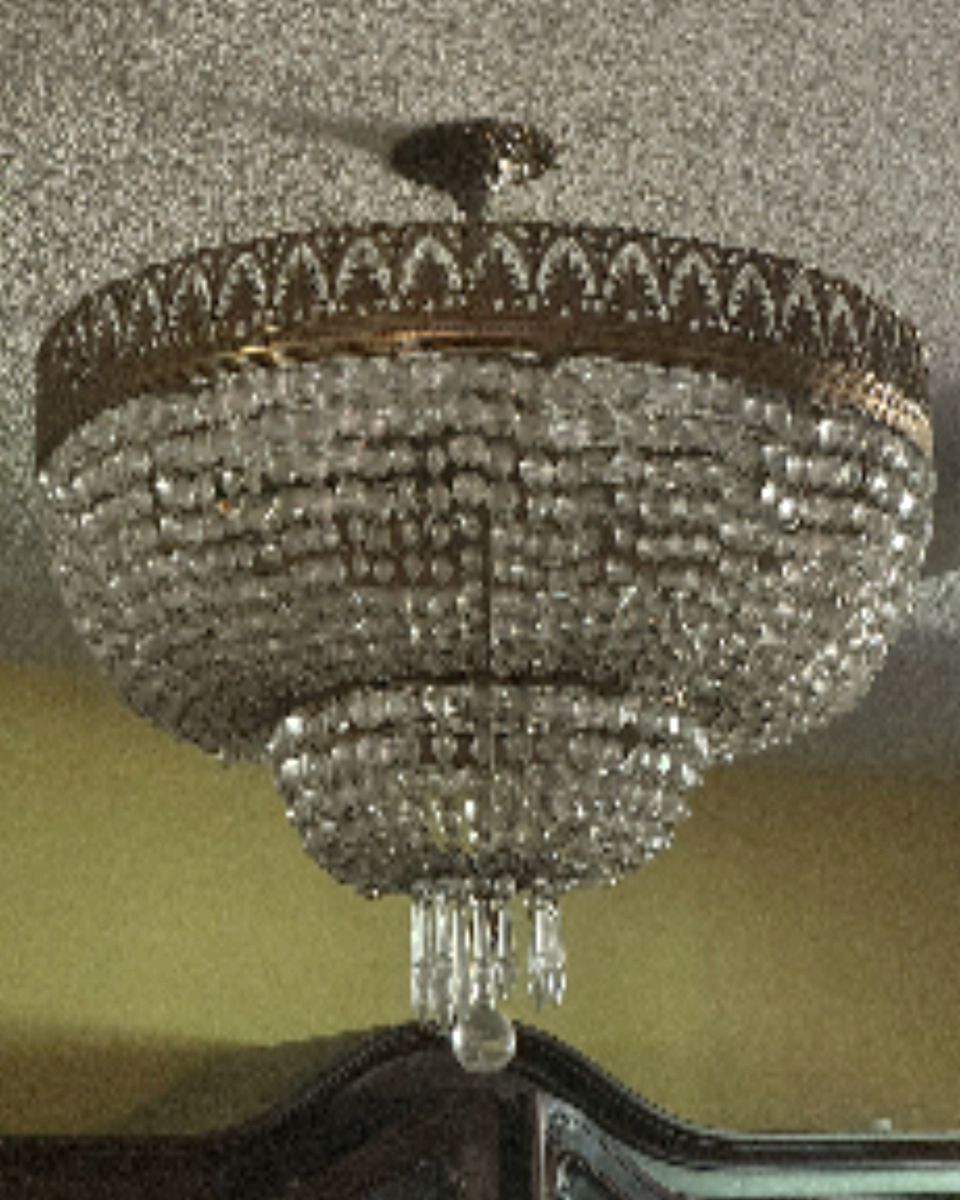 1920’s Vintage Parisian Crystal Bronze Trimmed Crystal Chandelier 
$2500