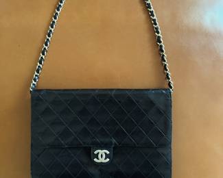 Chanel Black Classic Front Flap Quilted Lamb Skin Shoulder Bag