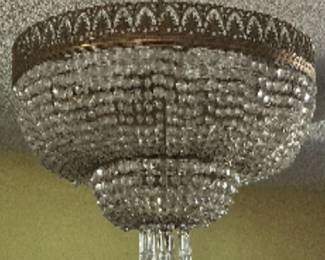 1920’s Vintage Parisian Crystal Bronze Trimmed Crystal Chandelier 
$2500