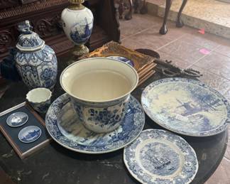 Assortment of Holland Delft Blue & White Hand Painted Pottery