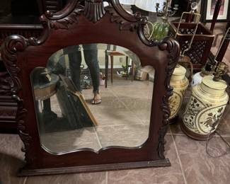 French Ornate Mahogany Mirror 