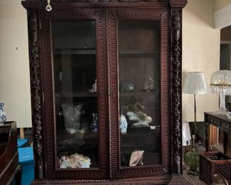 Mahogany French Double Door Glass Bookcase 
$1150