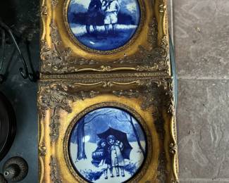 Gold Leaf Framed Dalton Blue and White Hand Painted Art

$125ea