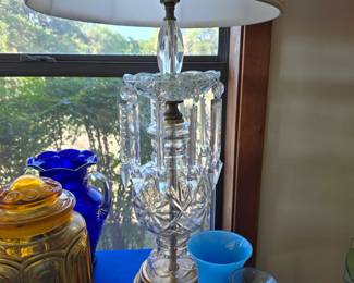 Beautiful Crystal Table Lamp with Large Hand Cut Prisms - We have 2!