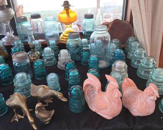 And we have more Insolators. Chicken Decor -Lots throughout the house - Set of 3 Brass Ducks