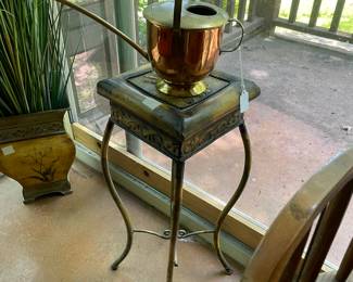 plant stand & copper watering can