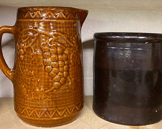 Stoneware Grape Pitcher and Crock