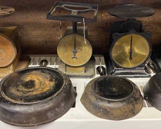 Cast Iron Pans and Assorted Scales