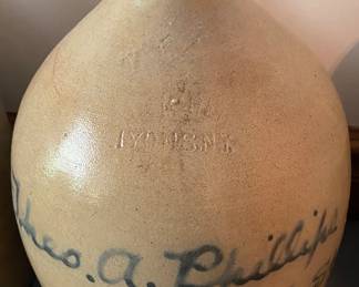 Lyons N.Y. Cobalt Stoneware Script Jug