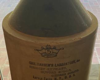 Hansen's Laboratory Stoneware Jug Little Falls, N.Y.