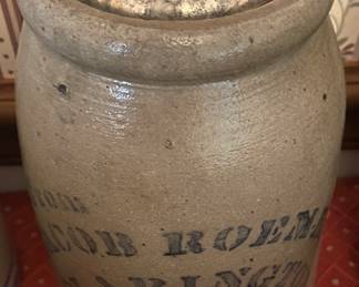 Jacob Roemer Clarington Ohio Cobalt Decorated Stoneware Jar