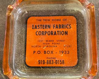 Eastern Fabrics Advertising Ashtray High Point, N.C.