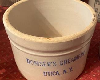 Domser's Creamery Utica, N.Y. Stoneware Butter Crock