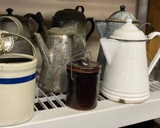 Galvanized and Enamelware Coffee Pots